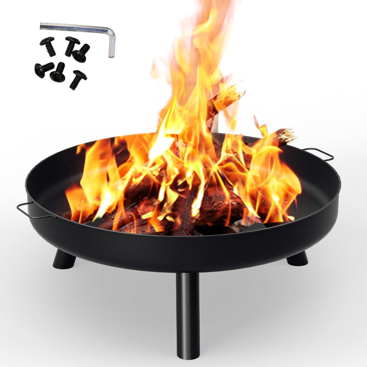 Feuerschale Ø 80cm, Feuerschalen für den Garten Stahl,Feuerkorb mit Griffen und Abnehmbaren Beinen,F