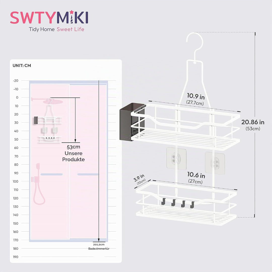SWTYMIKI Duschablage zum Hängen - Duschregal zum Hängen 360° Verstellbarer Haken für das Badezimmer