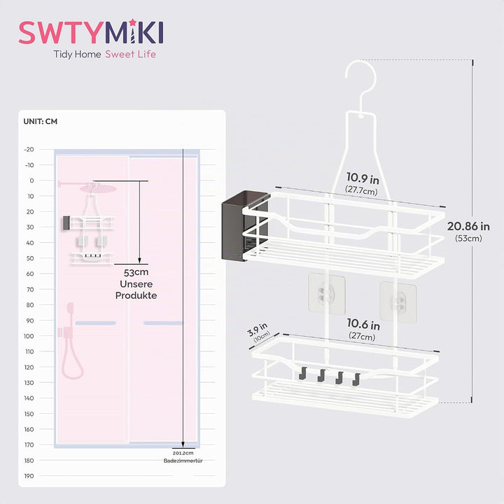 SWTYMIKI Duschablage zum Hängen - Duschregal zum Hängen 360° Verstellbarer Haken für das Badezimmer