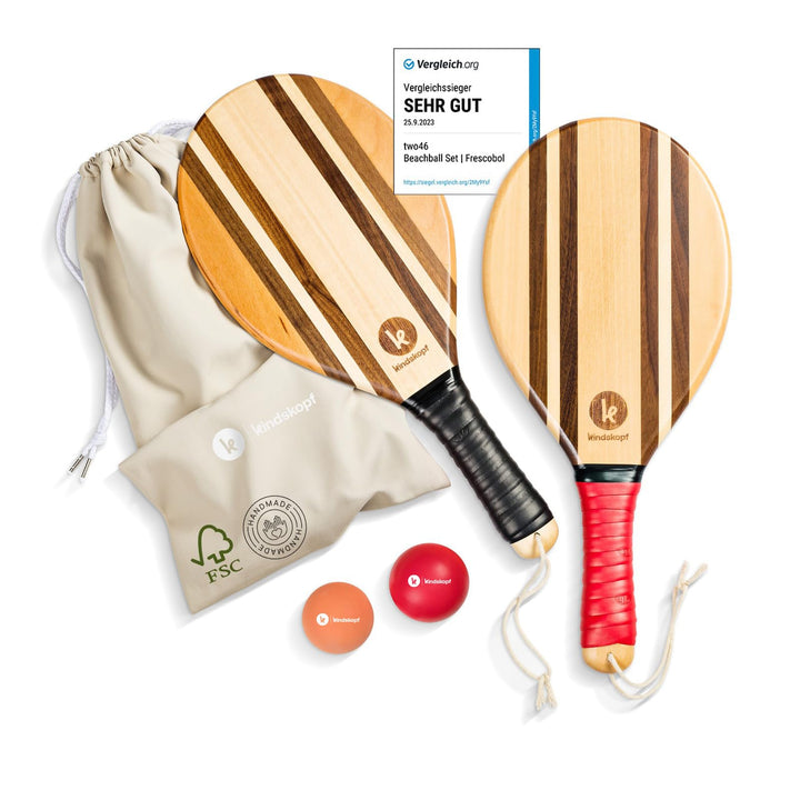two46 Frescobol - Premium Beachball Set aus Holz | Handgefertigt & Langlebig | TESTSIEGER 2023 | ink
