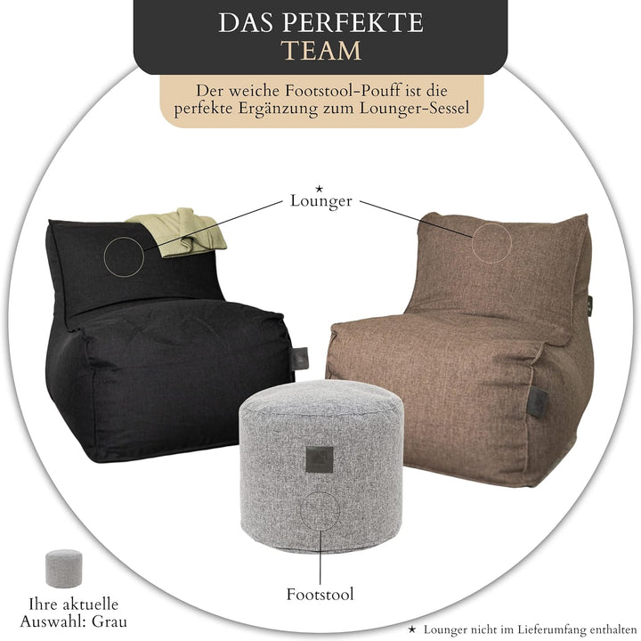 Elephant Living - Der Footstool Pouf - Premium Indoor Hocker rund - hergestellt aus hochwertigem, ve