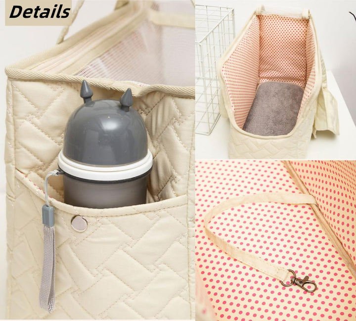 Hundetasche für kleine Hunde,Kaninchen und Katzen mit Seitentaschen,langem Tragegurt,Baumwolltasche,
