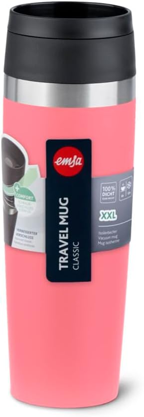 EMSA N2023950 Travel Mug Classic 0,5 Liter, neuer Komfort-Schraubverschluss, Pulverbeschichtung, Ede