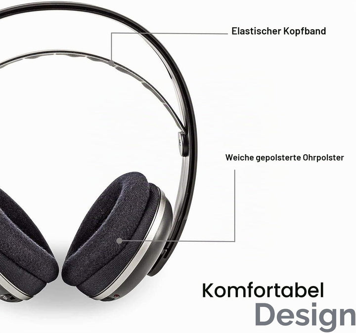 NEDIS Wireless-TV-Kopfhörer | RF | Über Ohr | max. Batteriespielzeit: 11 hrs | 100 m | Digital Audio
