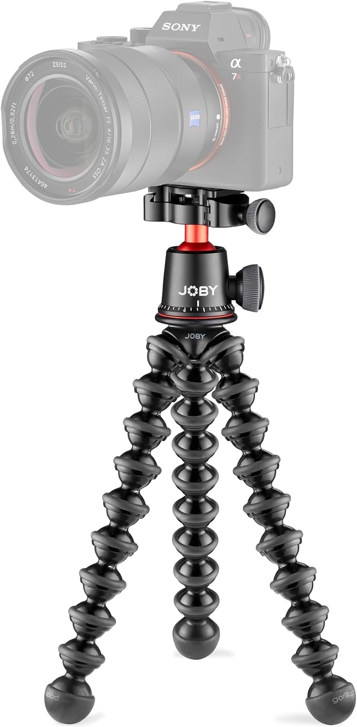 JOBY GorillaPod 3K Pro Kit, Flexibles Profi-Stativ aus Aluminium mit Kugelkopf, QR-Platte, Made in I