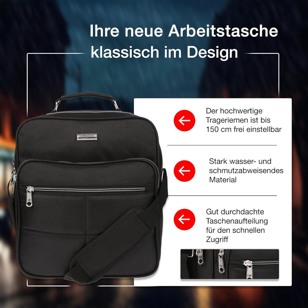 Christian Wippermann Flugbegleiter Umhängetasche Bag Arbeitstasche Herrentasche im Quer oder Hochfor