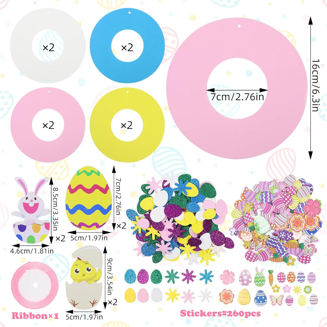 8 Stück Ostern Basteln Kinder, Ostern Kränze Bastelset für Kinder, 274 stk Oster Kranz DIY Kits, Ost