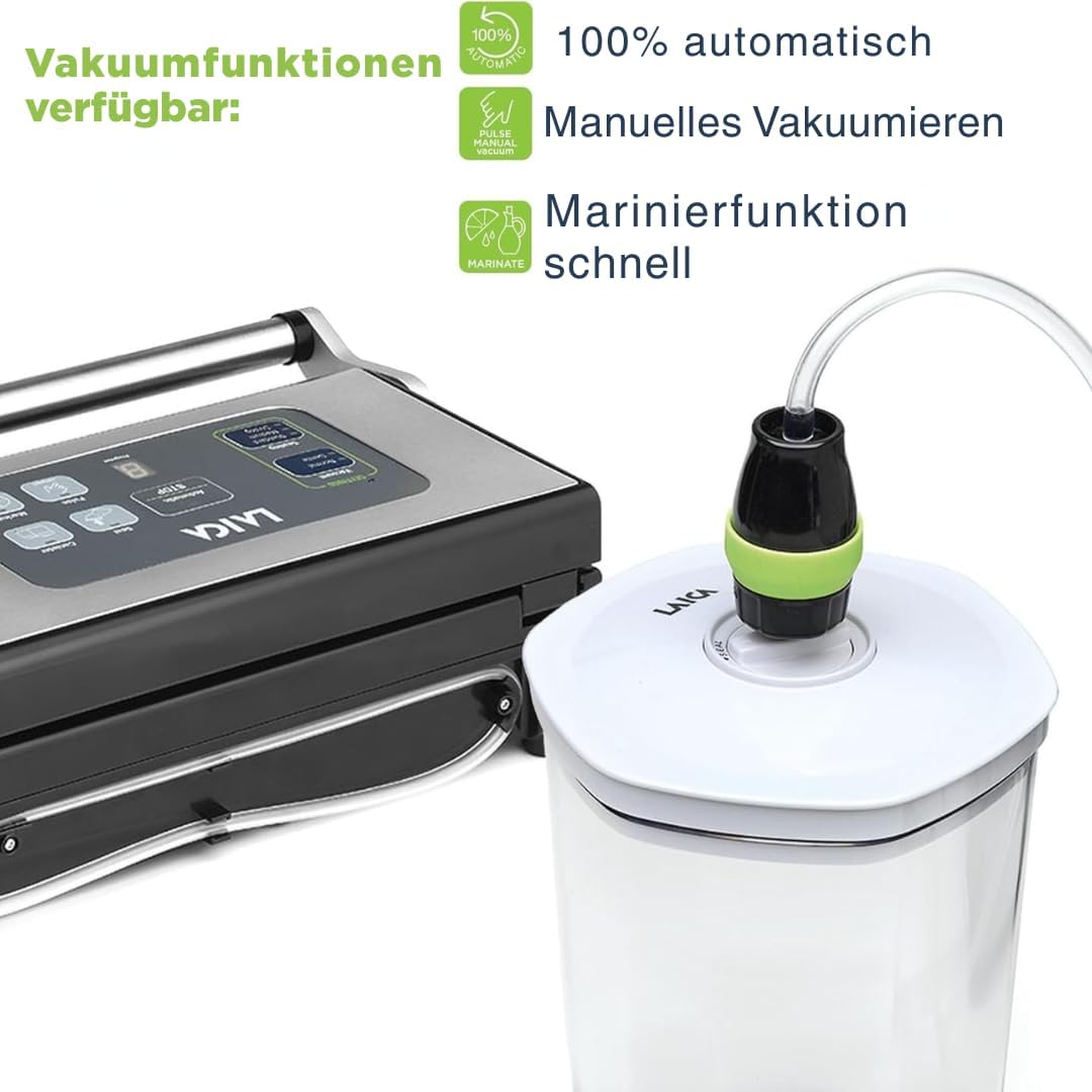 LAICA VT3240 Vakuumiergerät für Lebensmittel mit extra Zubehör für Vakuumbeutel - Automatische Heiss