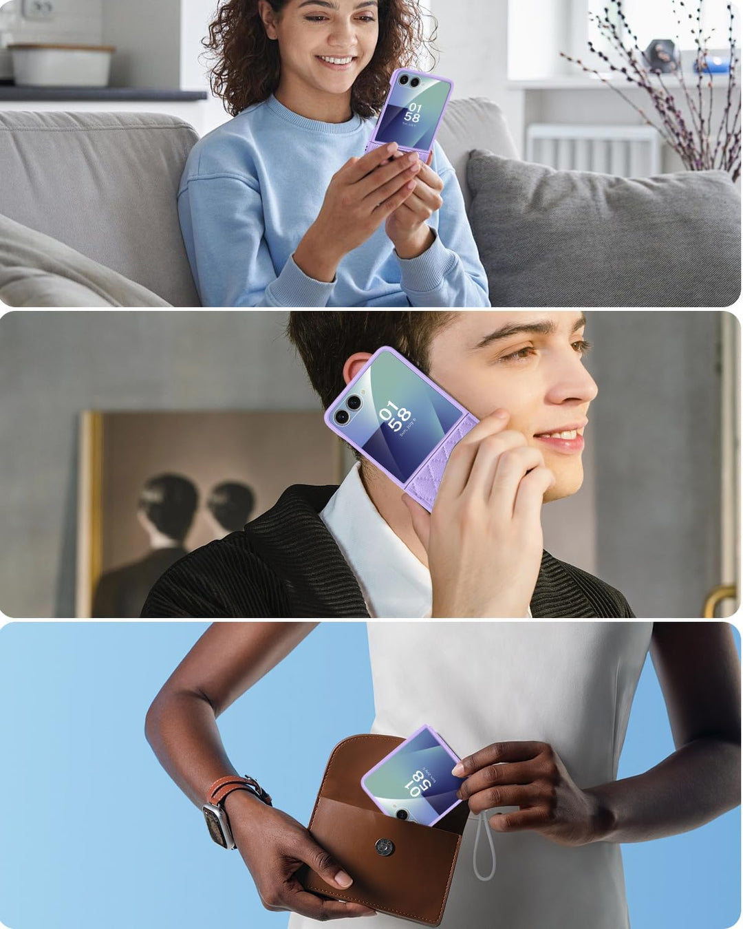 Miimall Kompatibel mit Samsung Galaxy Z Flip 7 Hülle mit Scharnierschutz & Displayschutz, [Elegant L