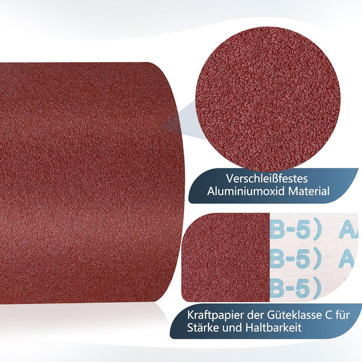ZEHIQ Schleifpapier Rolle, Schleifpapierrollen Körnung 60, 100 mm x 10 m Schleifleinen Rolle für Han