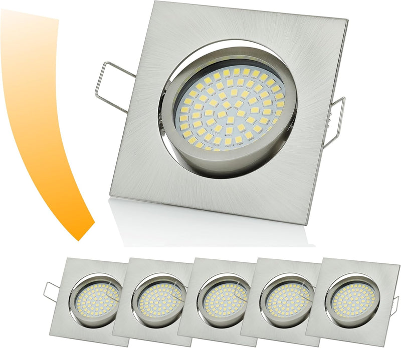 Sweet Led Einbaustrahler dimmbar flach deckenspots 420 Lumen aus metal Einbauspot eckig 5W warmweiss