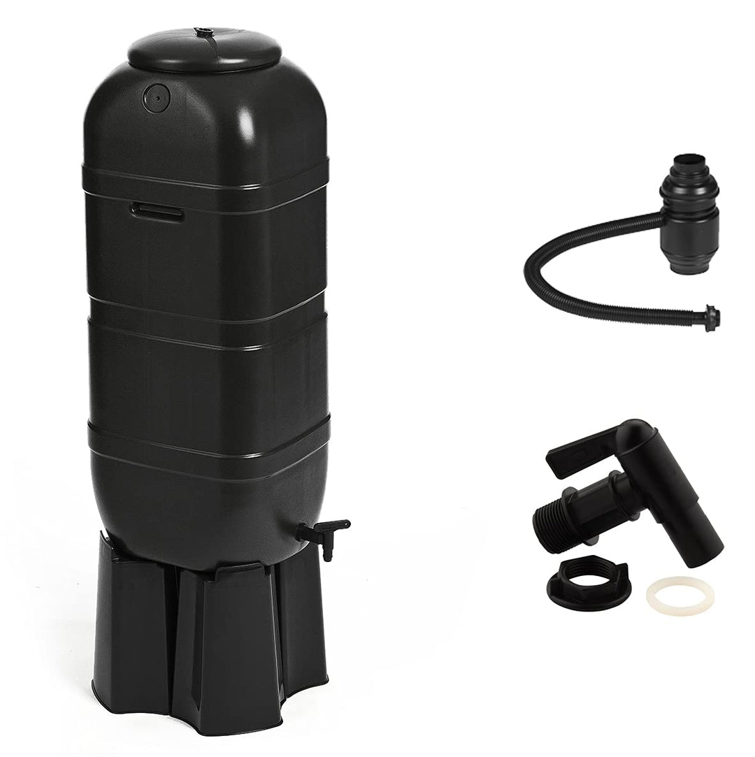 Regensammler Wassertonne für 100 Liter mit Standfuss, Füllautomat (Befüllsystem) und Wasserhahn BZW.