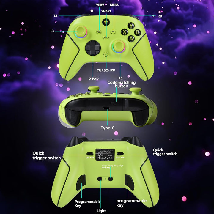 Lampelc Xbox One Controller, Xbox Wireless Controller für Xbox Series X&amp;S/Xbox One/Elite/Windows 7/8