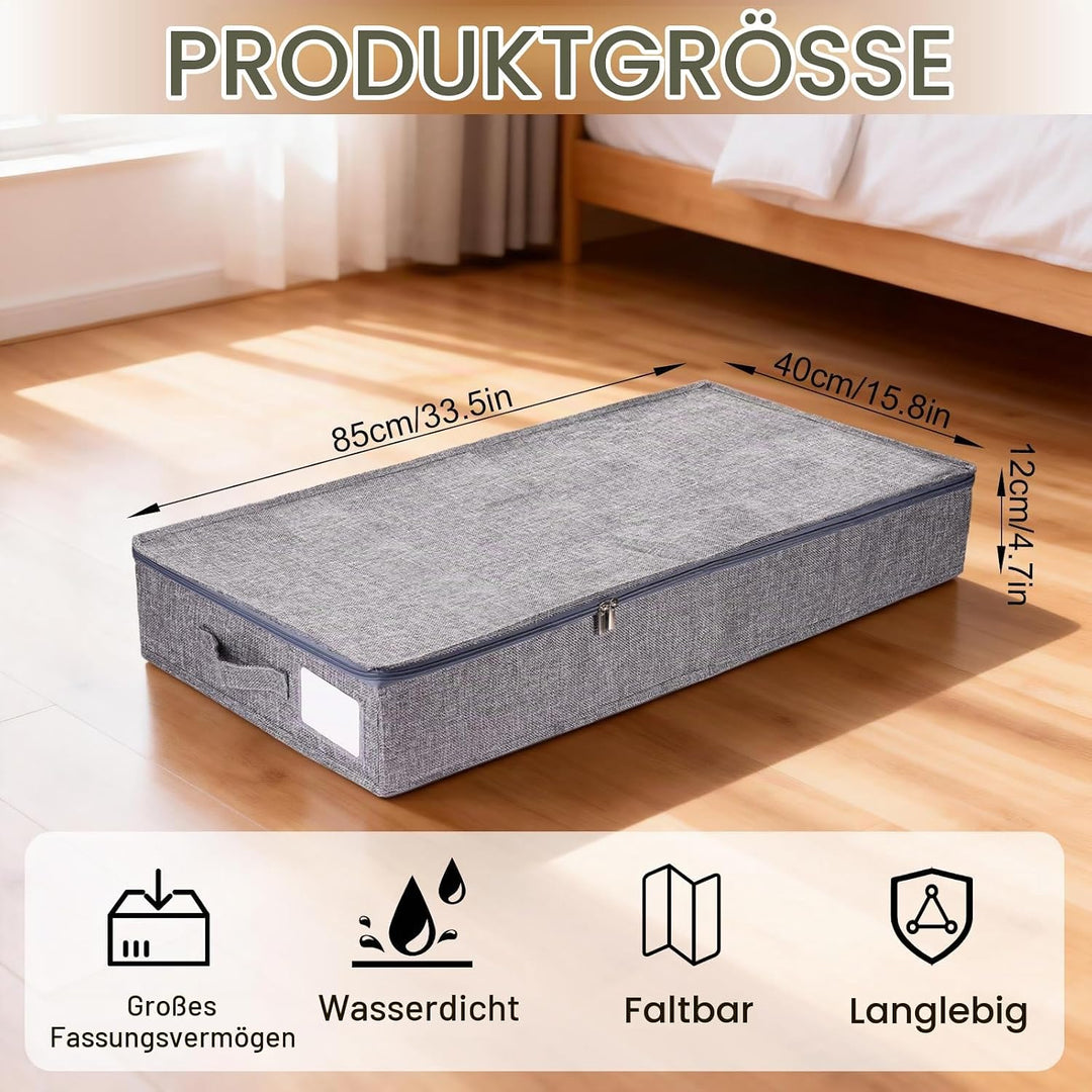 2stk Unterbett Aufbewahrungsbox mit Deckel, Unterbettkommode 12cm Hoch, Unterbett Aufbewahrung mit S