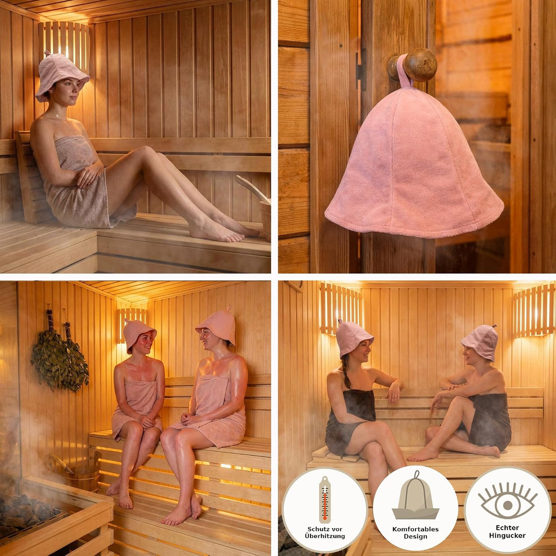Sauna Hut Damen Perfekte Saunamütze aus Weicher Frottee Damen - ideale Sauna Kopfbedeckung Saunahut
