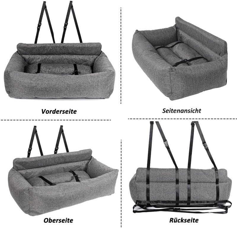 CALIYO Hundeautositz mit Fester Basis & Sicherheitsgurt, Hundesitz Auto für Alle Hunde, Memory Foam-