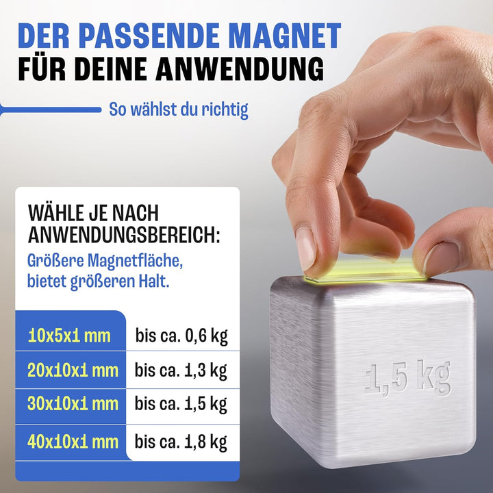 Magnetastico® | 40 Stück Selbstklebende Neodym Magnete N52 Rechteck 30x10x1 mm | Starke Klebemagnete