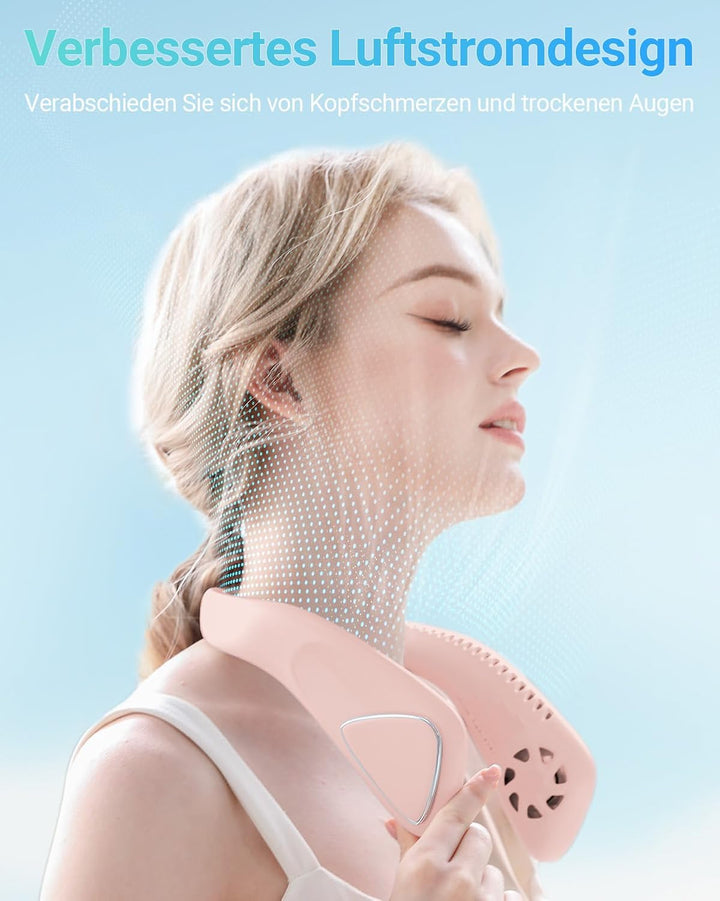 Jialexin Tragbarer Nackenventilator, Hals Ventilator Wiederaufladbar mit 6000mah, Persönlicher Venti