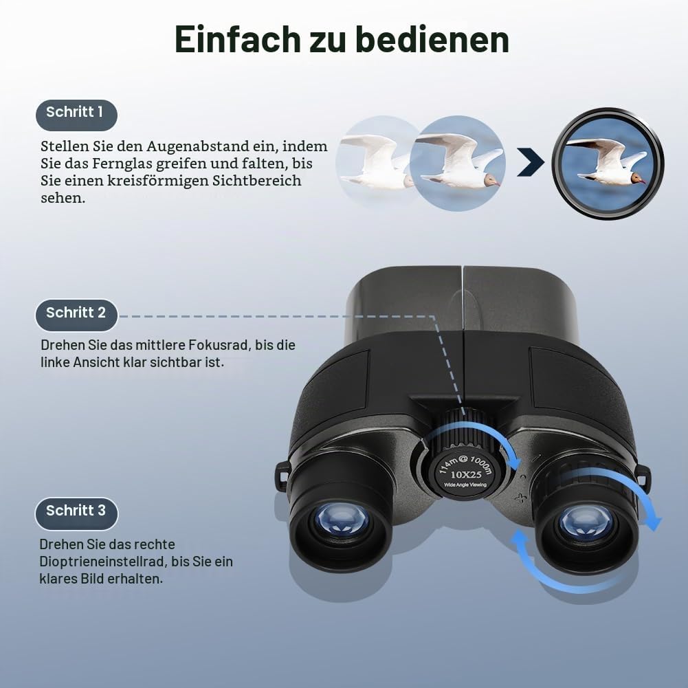 AUYAO Fernglas Erwachsene Ferngläser Klein 5Pcs HD Feldstecher Tasche mit Umhängeband Leicht Kompakt