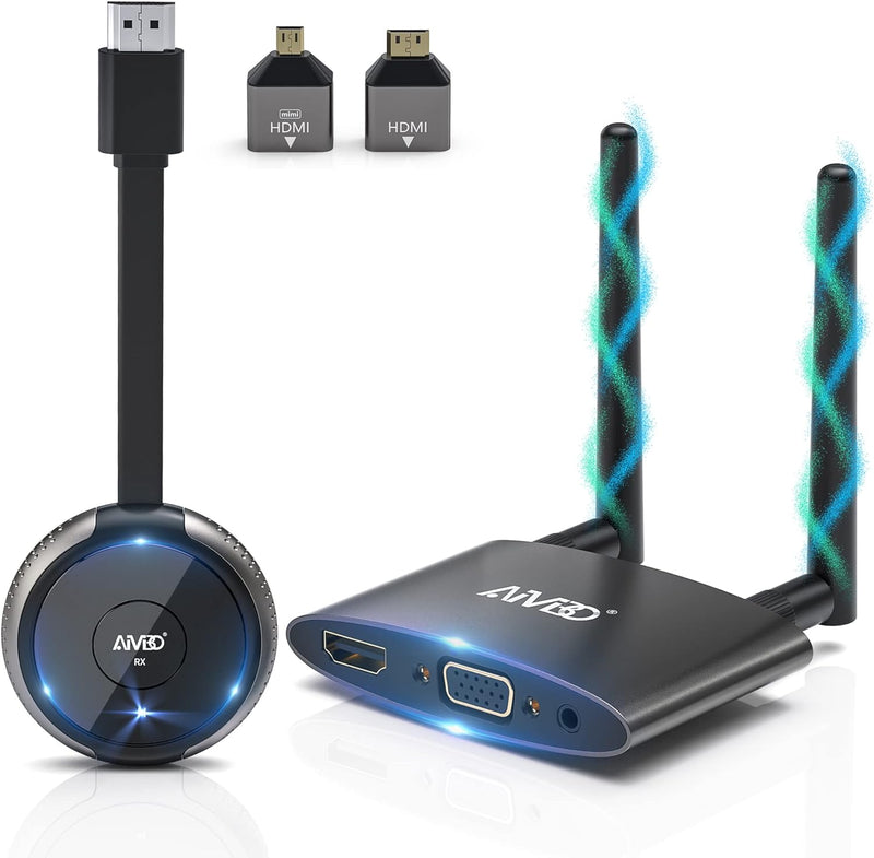 4K/5G Wireless HDMI Transmitter and Receiver, MpioLife Kabellos HDMI Sender und Empfänger, 165FT VGA