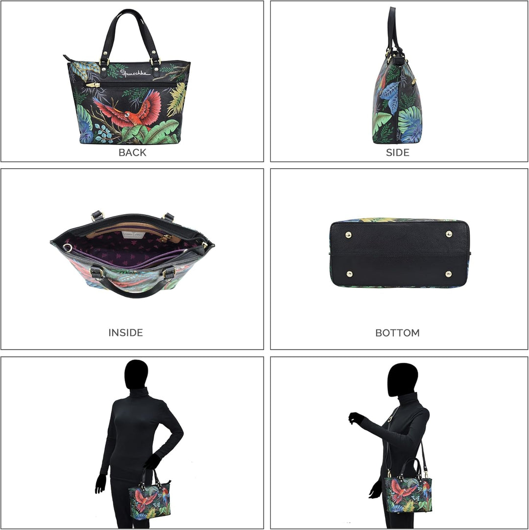 Anuschka Women's Echtleder Medium Tote - Handbemalte Handwerkskunst Rainforest Beauties, Rainforest