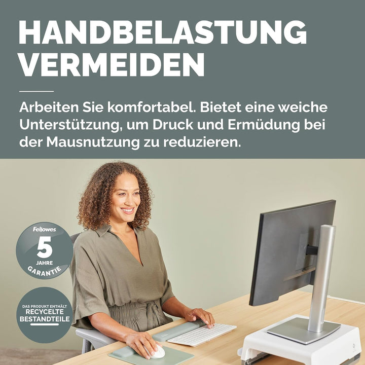 Fellowes Breyta Mauspad mit Handgelenkauflage – Salbei, mit HEX Cushion Technology Silikonpolster, r