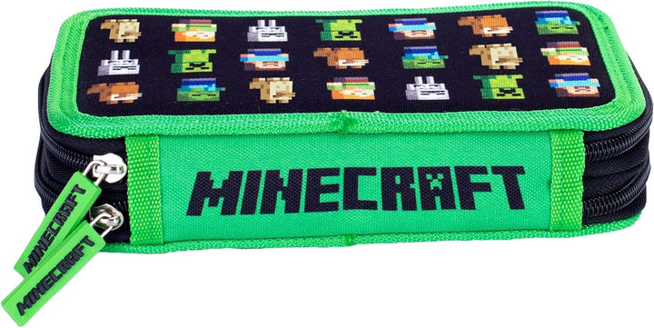 Minecraft Jungen Single Pencil Case Without Equipment, 2 Flaps, Minecraft Travel Accessory- Packing