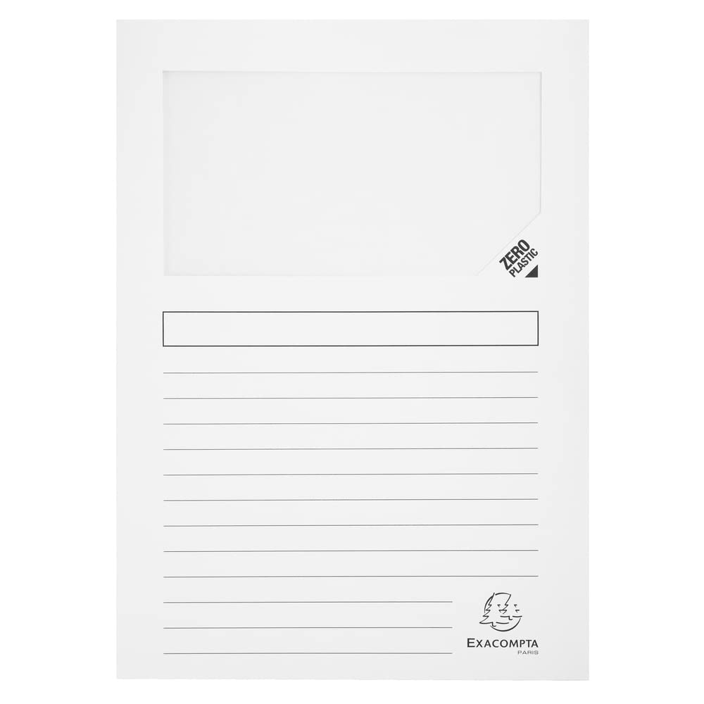 Exacompta 50151E Packung mit 100 Fenstermappen Super, PEFC zertifiziert, Karton 160g/qm., praktisch