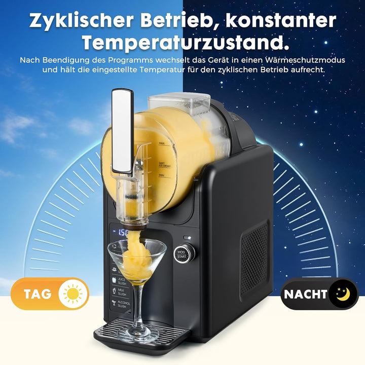 Slush Maschine Schnellgefrier-Getränke 2L Kein Eismaschine Temperaturanzeige mit 6 Programmen Selbst