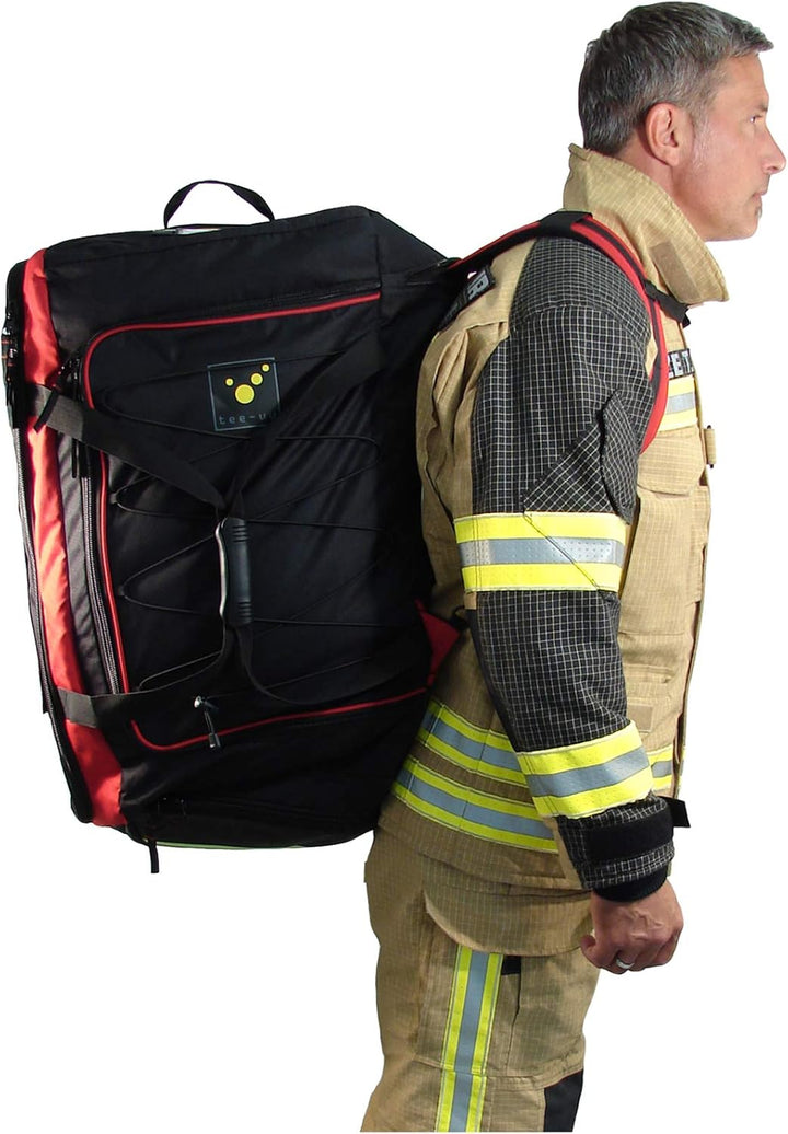 tee-uu RAGBAG Bekleidungstasche "FEUERWEHR" schwarz-rot | Tasche Einsatzkleidung | 90 Liter gross |