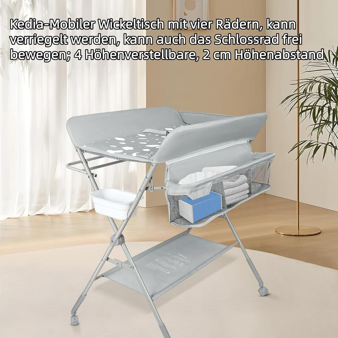 Baby Wickelkommode - Klappbar Wickelkombi - Tragbar Babypflegetisch, Mobiler Wickeltisch mit Sicherh