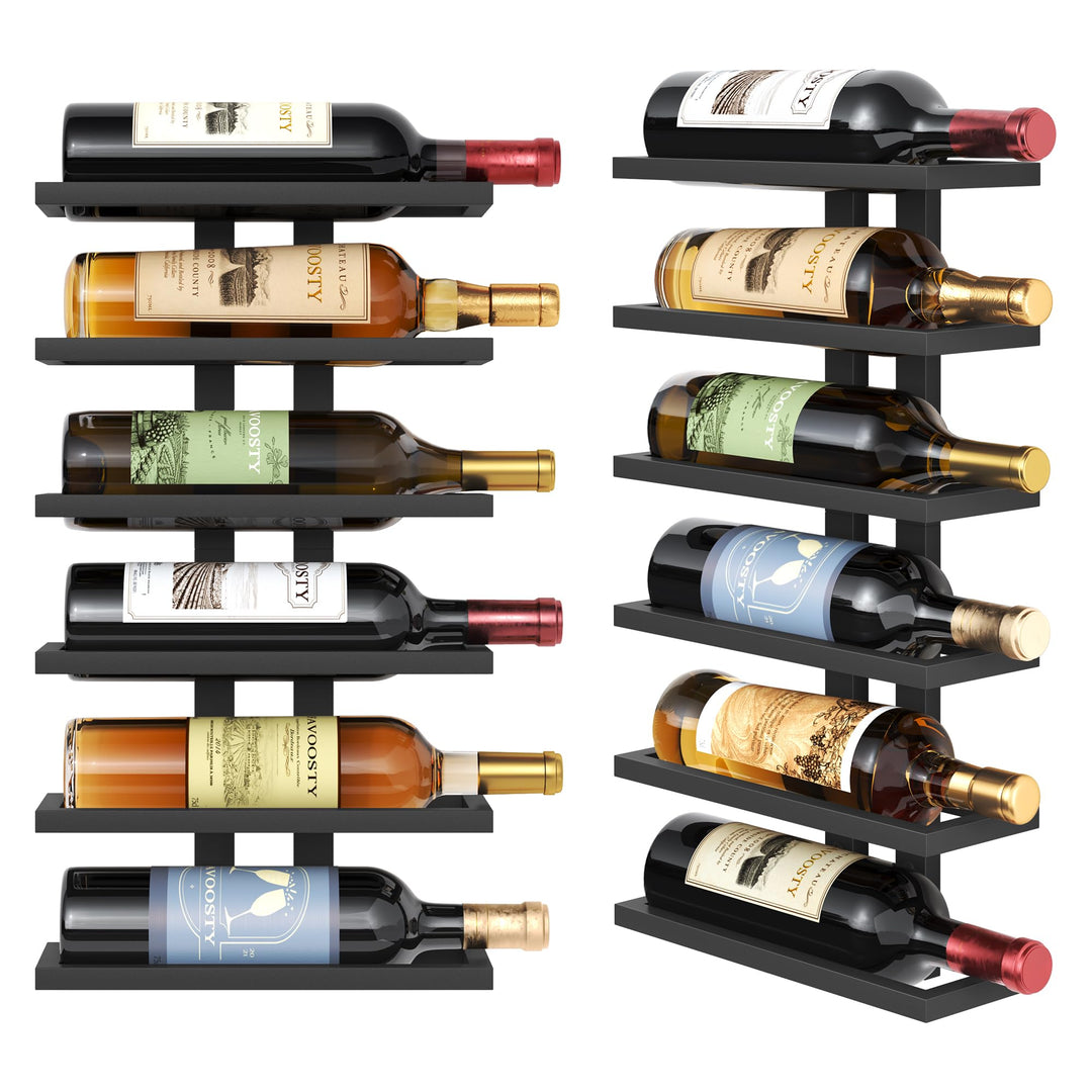 FAVOOSTY Weinregal Wand, Flaschenhalter, Flaschenregal mit 6 Ebenen, Metall Weinregal Hängend Weinfl
