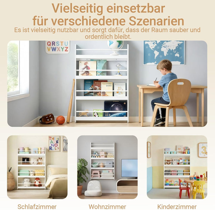 SoBuy Bücherregal Kinder Wandregal für Kinderzimmer Kinder Bücherregal Wand mit 4 Ablagen Montessori