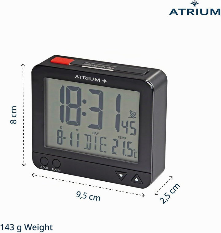 Atrium Funkwecker Digital Quarz sensorgesteuertes Nachtlicht Beleuchtung mit Obenabsteller Datum und