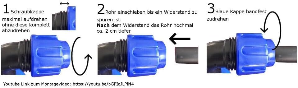 IBC Verbindungsset für 2-6 Wassertanks 40 mm mit extra grossen Schwanenhals Auslauf (3), 3