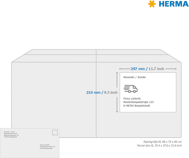 HERMA 4631 Universal Etiketten, 200 Blatt, 210 x 297 mm, 1 Stück pro A4 Bogen, 200 Aufkleber, selbst