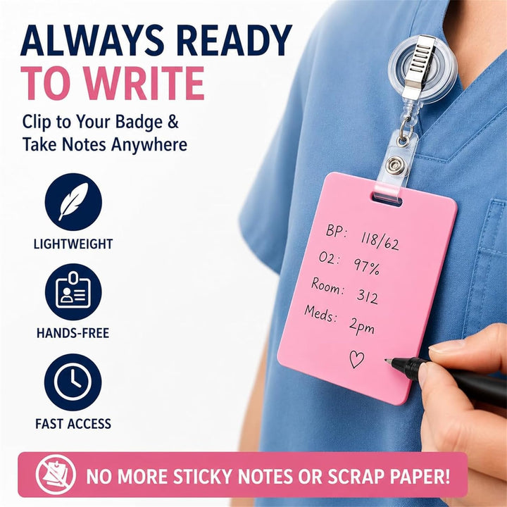 4 Stück Löschbare Ausweis Notizen Erasable Badge Note Notizblock Abwischbar Kleine Badge Notizen Für