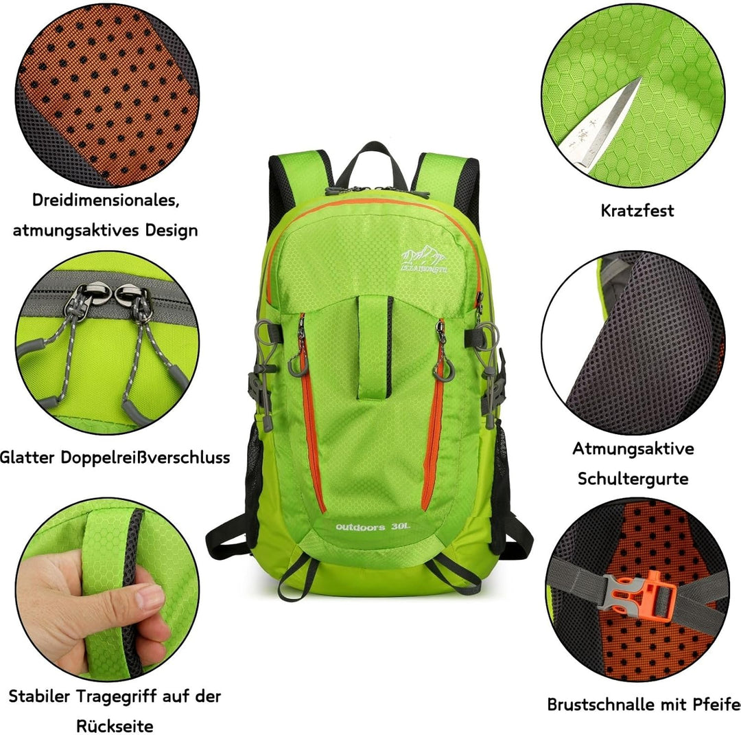 Waniki 30L Wanderrucksack Herren Damen Reiserucksack Wasserdicht Rucksack Outdoor Trekkingrucksack L