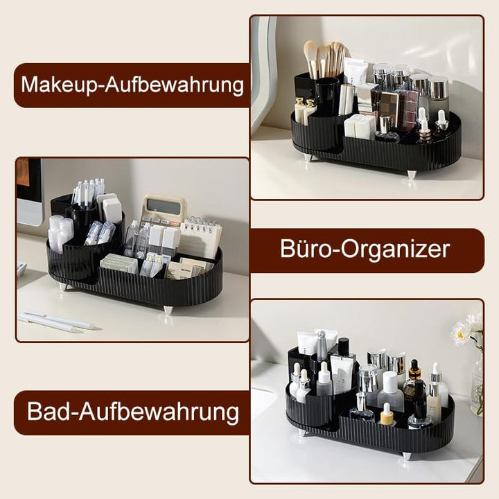 Make up Organizer 360° Drehbar, Grosser Bad Kosmetik Organizer mit Aufbewahrungsbox für Schminktisch