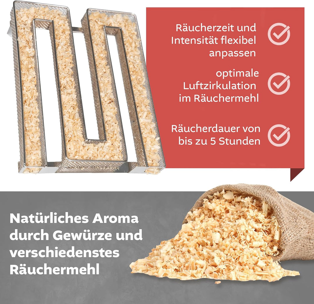 LEMODO Kaltrauchgenerator aus Edelstahl, Räucherschnecke für Räucherofen, Rauchgenerator mit 5 Stund