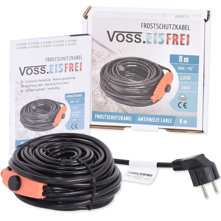 8m Frostschutz Heizkabel mit Knopf-Thermostat VOSS.eisfrei, 230V, Heizleitung Zum Schutz von Wasserl
