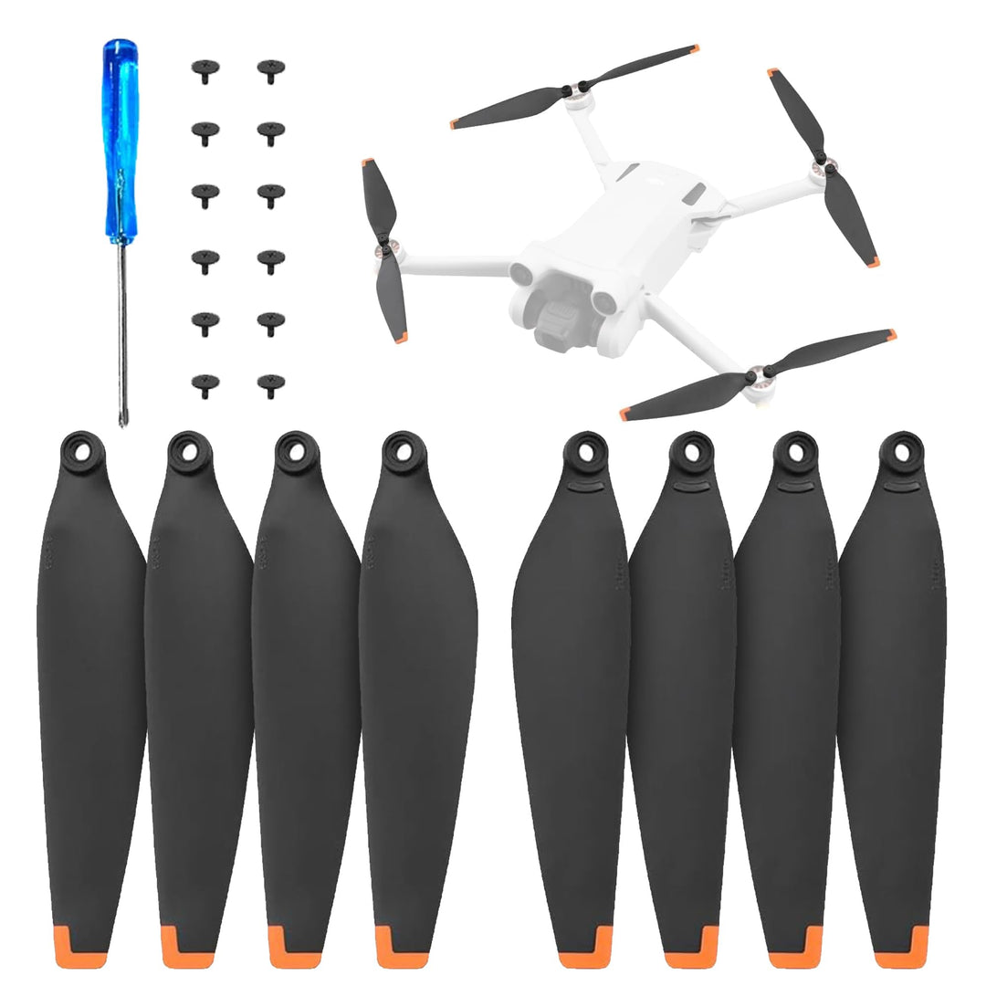 DERAY | Propeller für DJI Mini 3 Pro Drohne, TPU Gummi Spitze, Fly More Combo, leise ersatzpropeller
