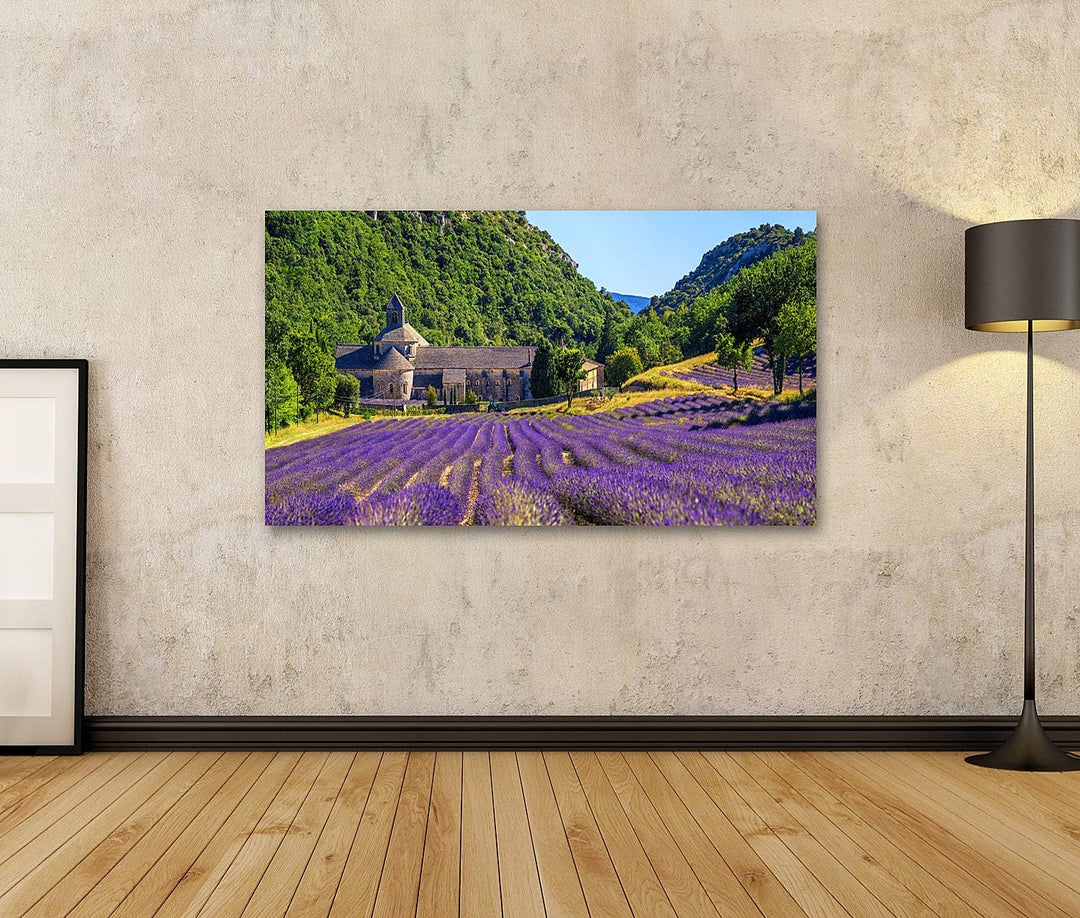 islandburner Bild auf Leinwand Blühendes Lila Lavendelfeld In Der Abtei Senanque In Gordes Provence