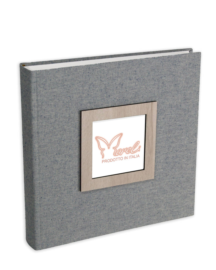 Mareli Fotoalbum, 31 x 31, 80 Seiten mit Seidenpapier, Einband aus blauem Leinen mit Bilderrahmen au