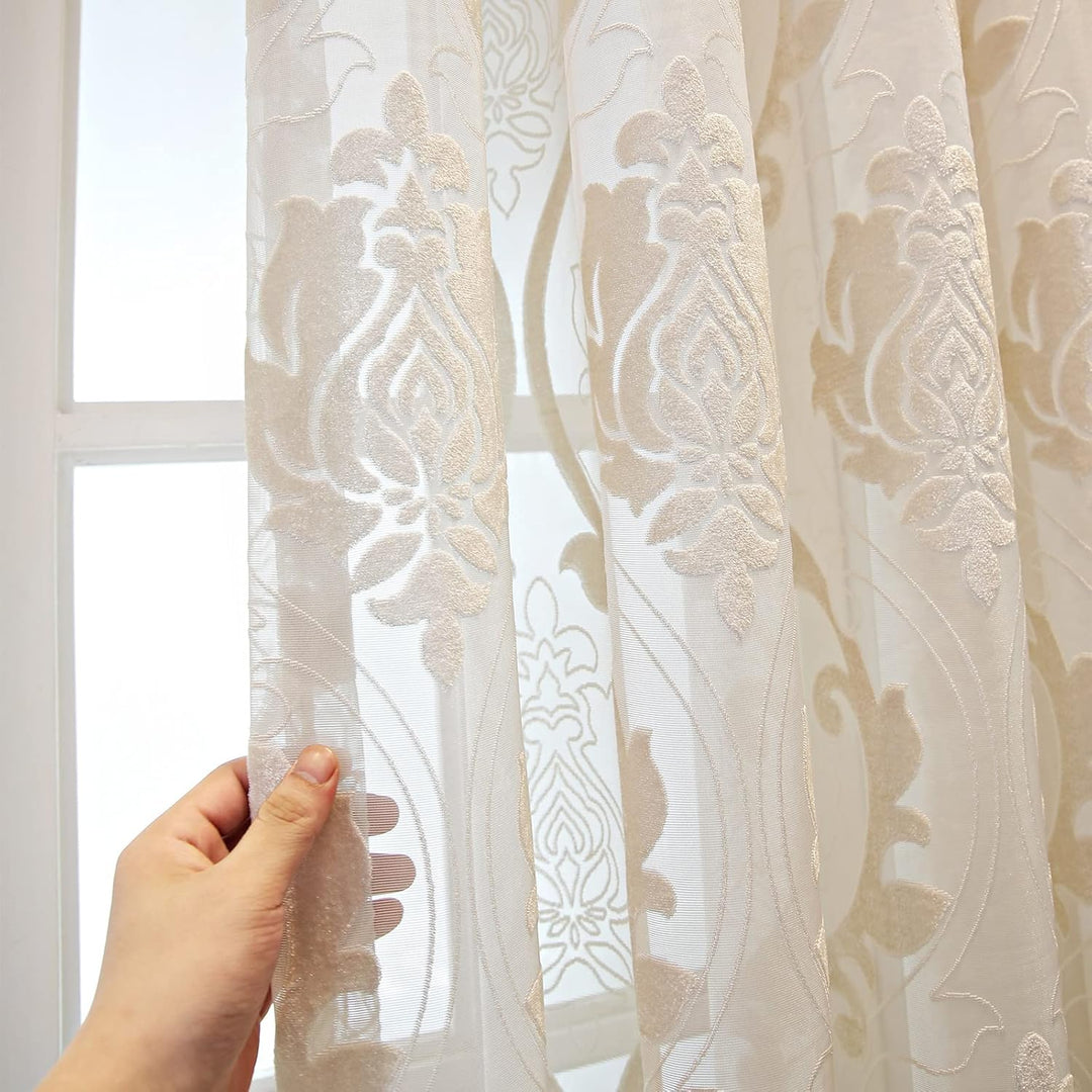 M&W DAS DESIGN Gardinenschal Vintage Retro Barock Beige 1er-packung 140 x 245 cm, Beige 1er-packung