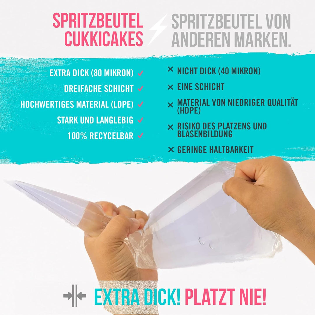 600 Stück Profi Einweg Spritzbeutel (Grösse: 30cm/40cm/47cm/53cm) - 100% Recycelbar - Extra Dick (0.