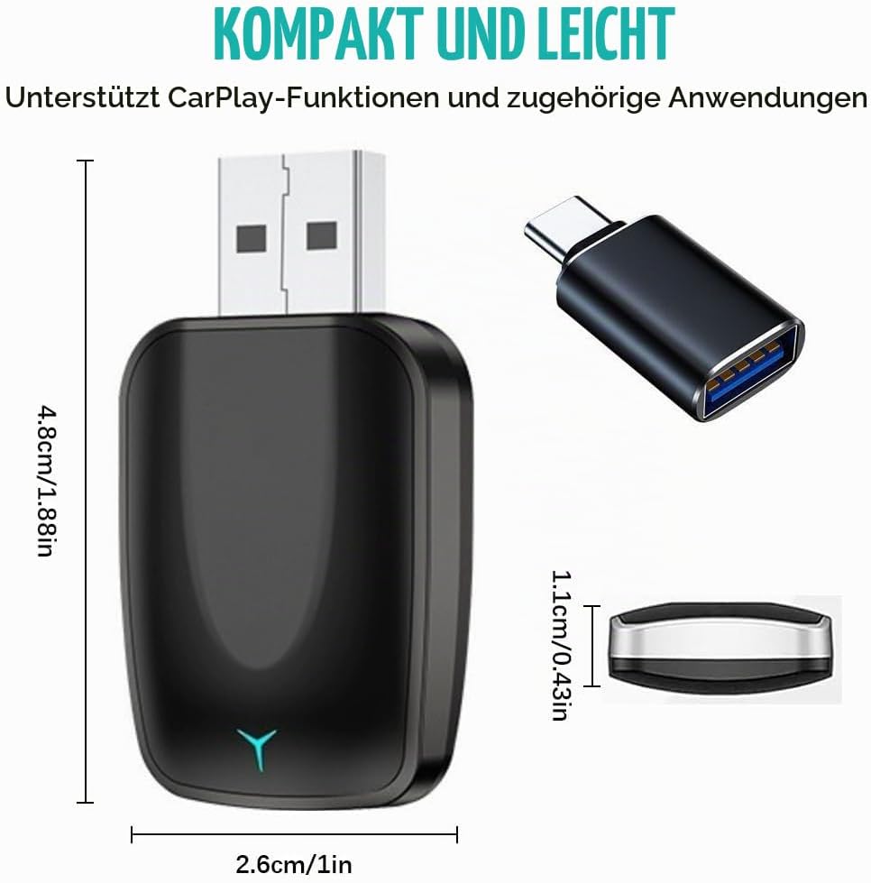 Mini Wireless CarPlay & Android Auto Adapter 2-in-1, Plug & Play, Schnelle Stabile Verbindung, Conve