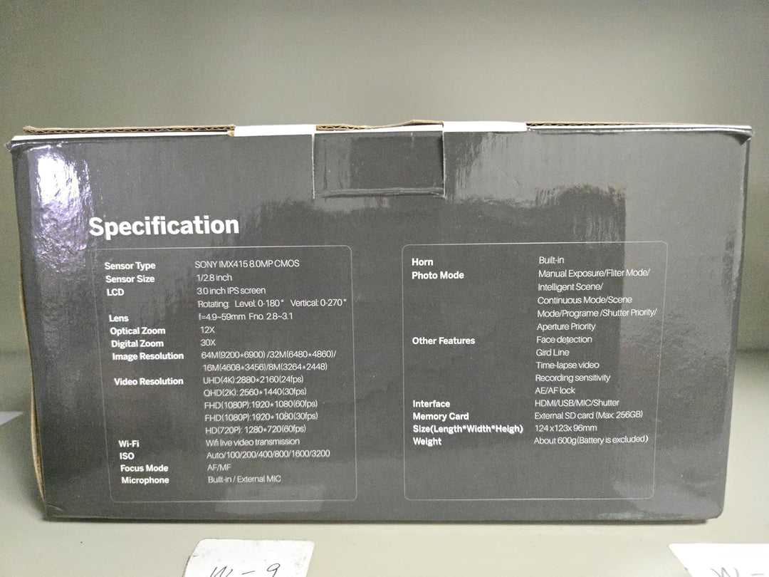 72MP 4K Digitalkamera mit 12X Optischem Zoom, WLAN, Autofokus & 3-Zoll-Flip-Bildschirm, Digitalkamer