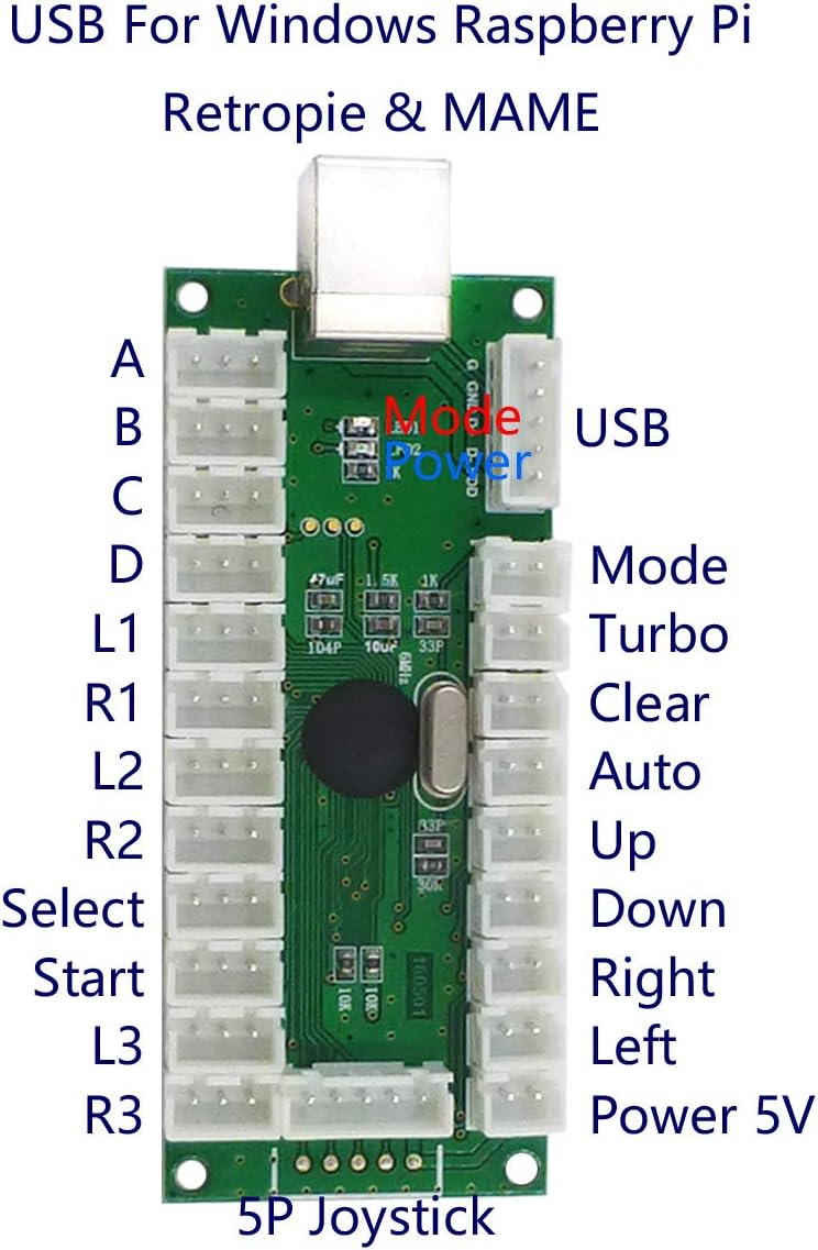 Arcade Stick DIY Kit 10x Tasten mit Logo LED MX 8 Wege Joystick USB Encoder für PC MAME Raspberry Pi