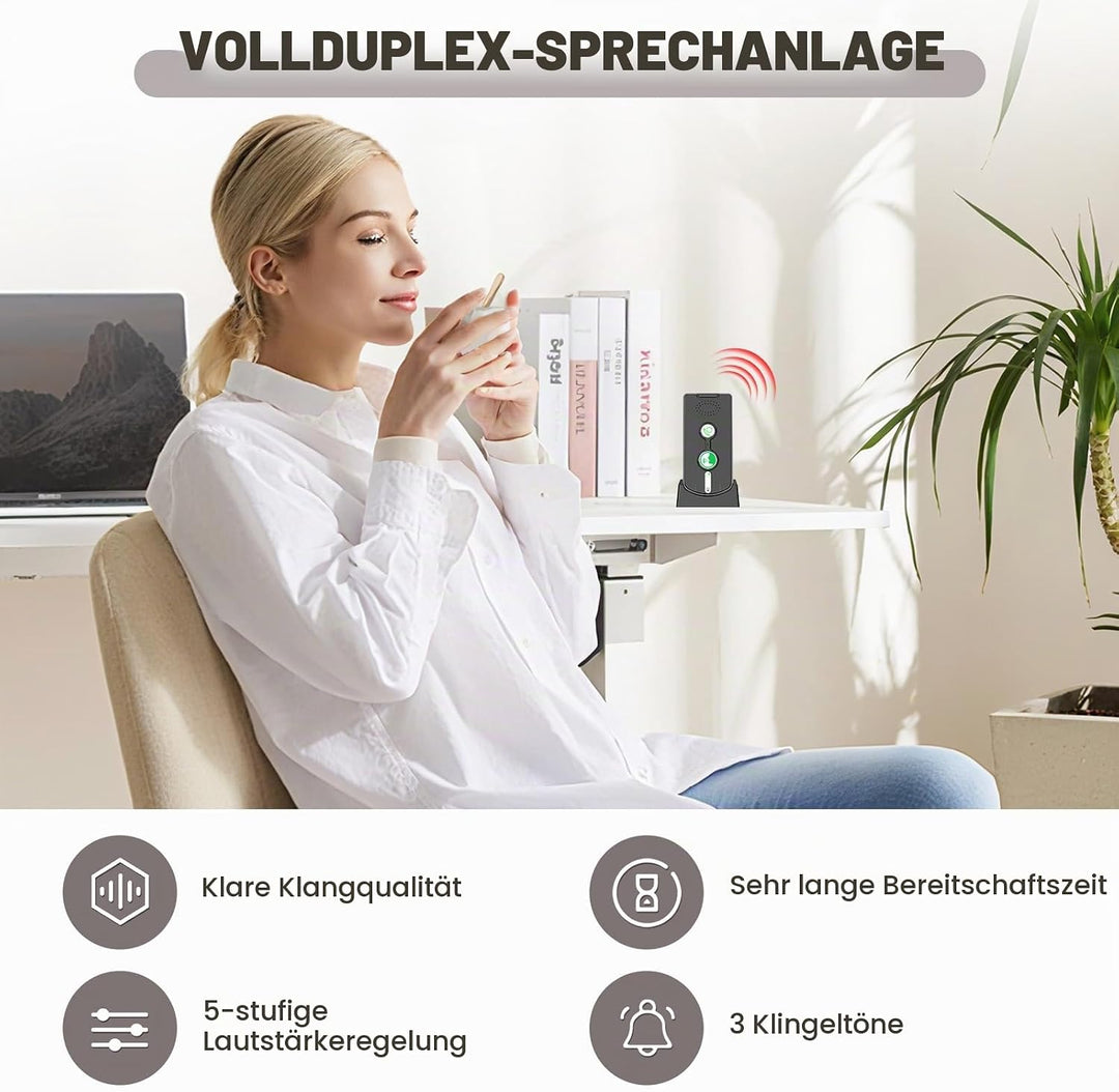 Gegensprechanlage, 2-Wege-Gegensprechanlage, kabelloses Intercom-System für Zuhause, 500M SOS Alarm